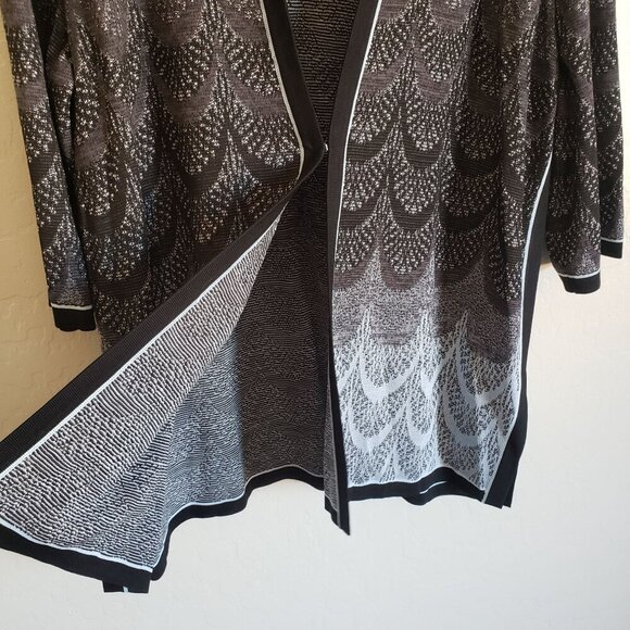 Ming Wang Knit 3/4 Sleeve Cardigan Blue/Grey/Black Size Women's 1X Clasp Artsy - Picture 7 of 12